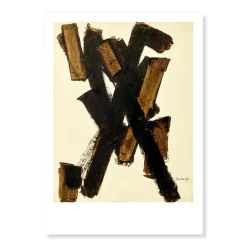 Affiche Pierre Soulages - Brou de noix sur papier marouflé sur toile, 1950 - 50x70 cm