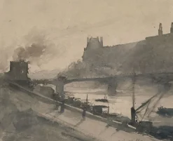 Album des vues de Paris, le Louvre et le pont du Carrousel (toiles sans cadre)