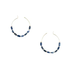 Boucles d'oreilles créoles Antiques avec pierres bleues