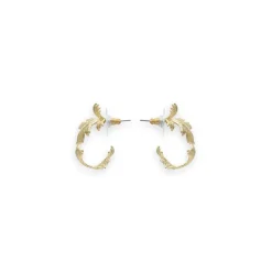 Clearance Boucles d'oreilles créoles dorées feuilles d'acanthe - Les Néréides Boucles D'Oreilles