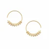 Clearance Boucles d'oreilles Créoles Feuilles de laurier Plaqué or Boucles D'Oreilles