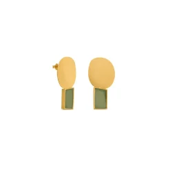 Boucles d'oreilles dorées Collage vert - Joidart