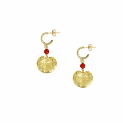 Boucles d'oreilles Nymphéa Perle de cornaline - Les Cleias