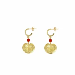 Boucles d'oreilles Nymphéa Perle de cornaline - Les Cleias