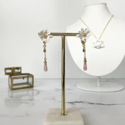 Boucles d'oreilles pendantes Fleur Blanche Berthe Morisot - Les Néréides X musée d'Orsay