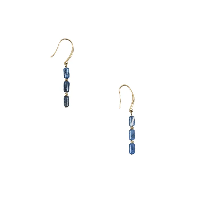 Boucles d'oreilles pendantes Antiques avec pierres bleues
