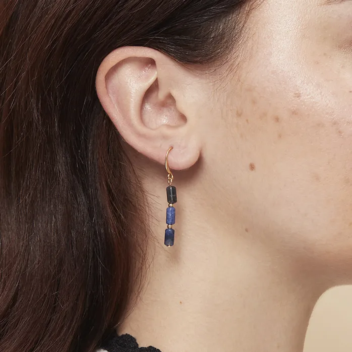 Boucles d'oreilles pendantes Antiques avec pierres bleues