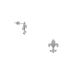 New Boucles d'oreilles puces Fleur de Lys strass - Oreilles percées Boucles D'Oreilles