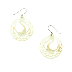 Boucles d'oreilles Tsuba héron Corne noire