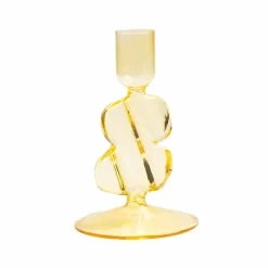 Bougeoir en verre Puddle Jaune