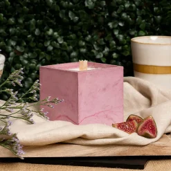 Hot Bougie Cube - Béton Rose - Fleur de coton Art De La Maison
