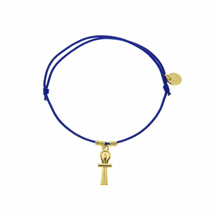 Online Bracelet élastique avec charm Égyptien - Croix de Vie - Bleu Bracelets