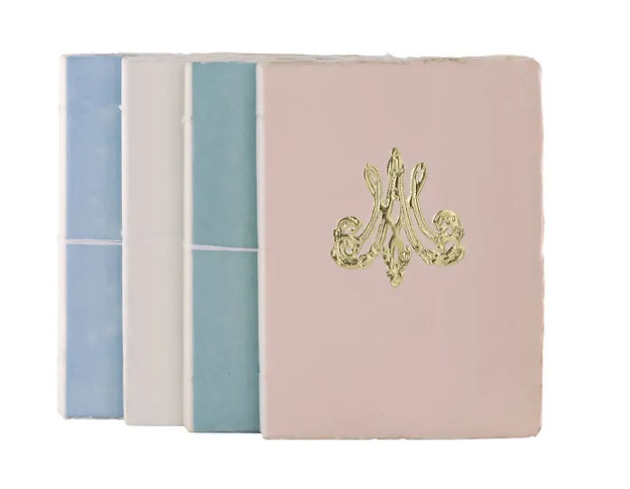 Cahier papier bouilli en cuve - Monogramme de Marie-Antoinette - Saumon