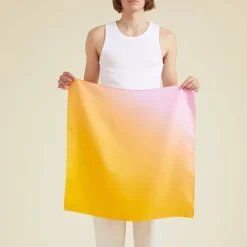 Carré de soie Rose/jaune 70x70cm