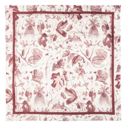 Hot Carré de soie 90x90cm - Herbier du roi Rouge - Maison Baluchon Foulards, Étoles, Châles