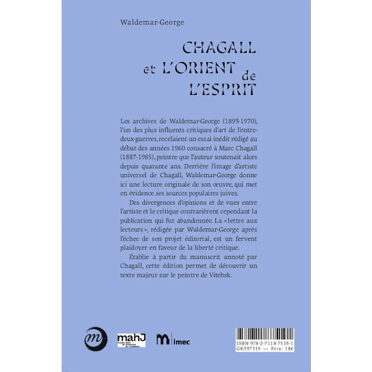 Discount Chagall et l'Orient de l'esprit - Waldemar-George Littérature & Essais