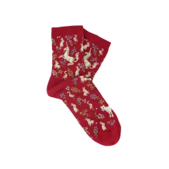 Hot Chaussettes Dame à la licorne - Rouges Chaussettes