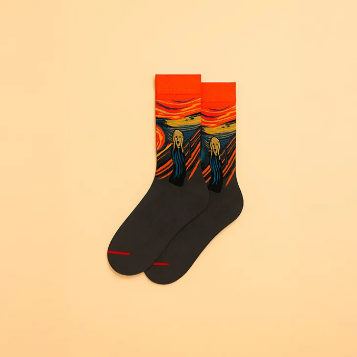 Hot Chaussettes Edvard Munch - Le Cri - Orange Chaussettes