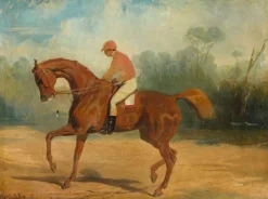 Cheval de course et son jockey (toiles sans cadre)
