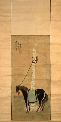 Best Cheval maintenu au poteau par un singe (toiles sans cadre) Toiles Sans Cadre|Toiles Sur Châssis