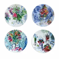 Coffret de 4 assiettes 21cm Marc Chagall - Les bouquets de fleurs - Bernardaud