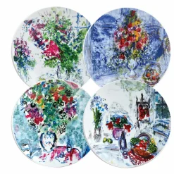 Coffret de 4 assiettes 21cm Marc Chagall - Les bouquets de fleurs - Bernardaud