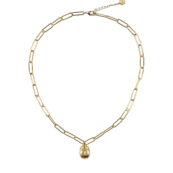 Sale Collier avec chaîne maille trombone - Pendentif Scarabée Colliers Et Pendentifs