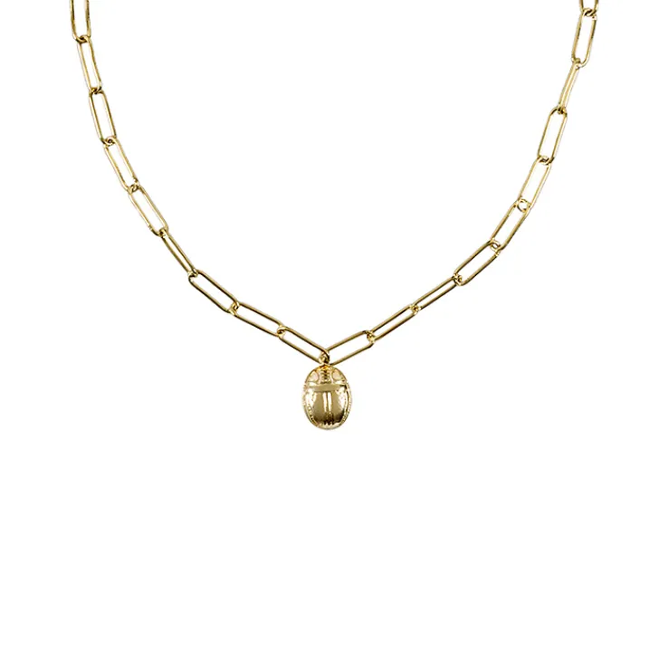 Sale Collier avec chaîne maille trombone - Pendentif Scarabée Colliers Et Pendentifs
