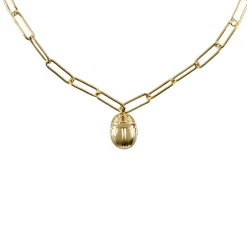 Sale Collier avec chaîne maille trombone - Pendentif Scarabée Colliers Et Pendentifs