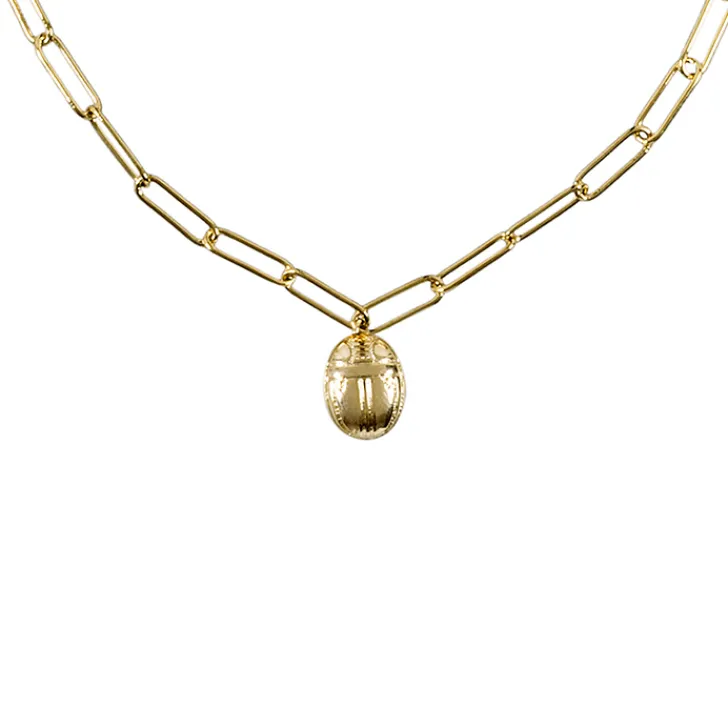 Sale Collier avec chaîne maille trombone - Pendentif Scarabée Colliers Et Pendentifs