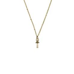 Collier-pendentif Égyptien Croix de vie - Chaîne boules 60cm