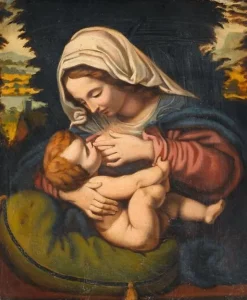 Copie de La Vierge au coussin vert (panneaux acryliques)