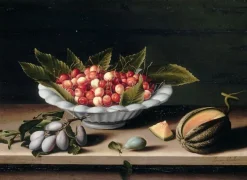 Coupe de cerises, prunes et melon (panneaux aluminium)