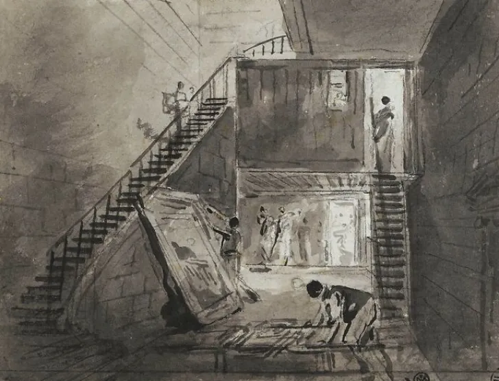 Outlet Entrée de l'atelier d'Hubert Robert au Louvre (panneaux acryliques) Panneaux Acryliques|Toiles Encadrées