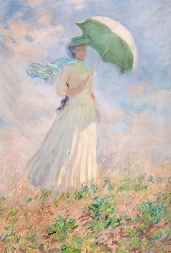 Essai de figure en plein air: femme à l'ombrelle tournée vers la droite (toiles sur châssis)