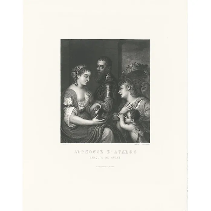 Estampe Allégorie en l'honneur d'Alphonse d'Avalos, marquis de Guast - Titien