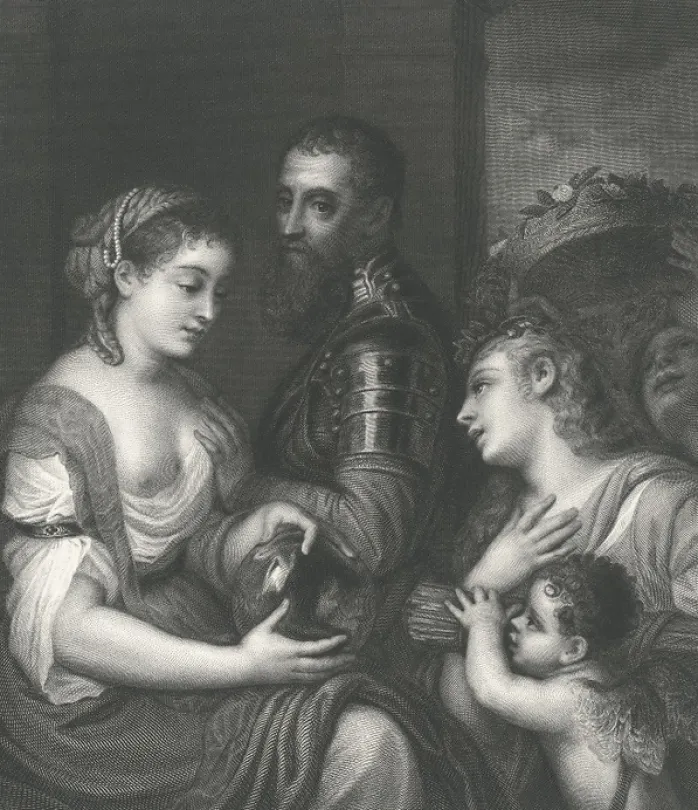 Estampe Allégorie en l'honneur d'Alphonse d'Avalos, marquis de Guast - Titien
