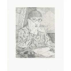 Estampe Autoportrait de l'artiste au chat - Foujita