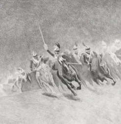 Estampe Charge des cuirassiers - Aimé Morot