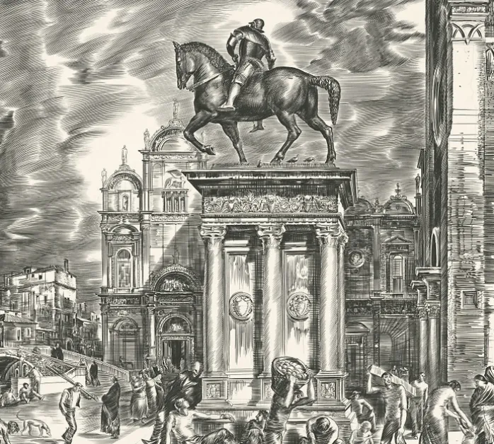 Estampe Colleone of Venise - Albert Decaris
