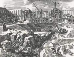 Estampe Construction du palais de Chaillot - Albert Decaris