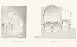 Estampe Coupes et Détails de l'Abbaye de Thoronet, Claude Sauvageot