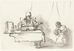 Online Estampe Deux croquis - Rembrandt Dessins