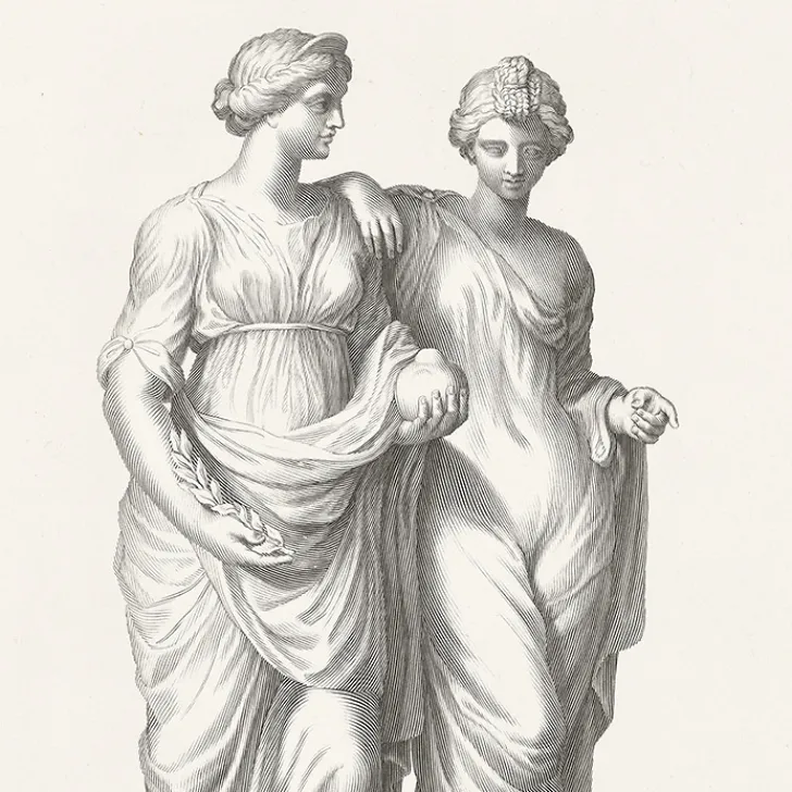 New Estampe Deux nymphes Hespérides Dessins