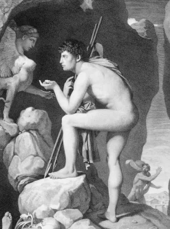 Estampe Œdipe explique l'énigme du sphinx - Ingres