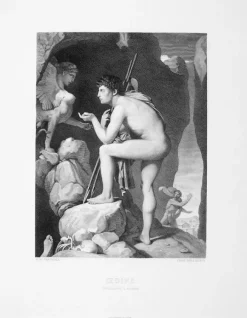 Estampe Œdipe explique l'énigme du sphinx - Ingres