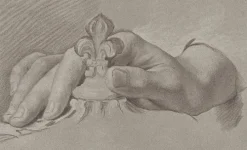 Estampe Etude de main (parti gauche d'une feuille d'études) - Hyacinthe Rigaud