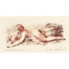 Estampe Femme nue couchée sur le ventre tenant un vase