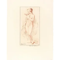 Estampe Femme nue debout ayant une colombe sur l'épaule Chefs D'Œuvre Des Musées