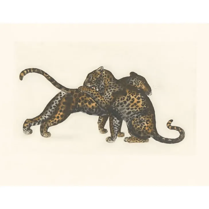 Clearance Estampe Jeux de léopards - Georges-Lucien Guyot Art Moderne